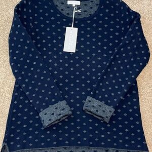 Benedetta B Italy Navy Gray Polka Dot Sweater Italy
